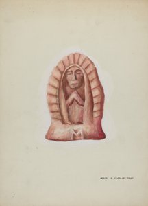Petite statue de Guadalupe taillée dans la pierre, vers 1937 - Majel G. Claflin