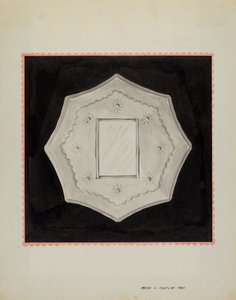 Petit miroir encadré en étain, vers 1937