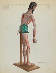 Christ en bois, vue latérale peinte, c. 1937 - Majel G. Claflin