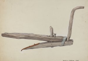 Charrue en bois, vers 1937