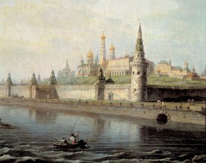 Vue du Kremlin à Moscou prise du Mont Kammeny