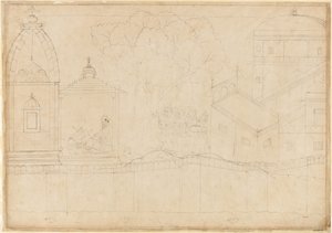 Indrajit fait des offrandes : Folio de la série du siège de Lanka, vers 1725 - Manaku