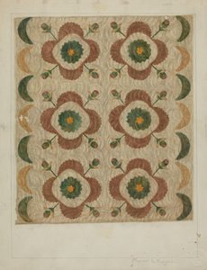 Couvre-lit appliqué et matelassé