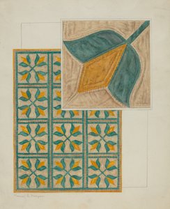 Couverture-Quilt appliqué, vers 1937
