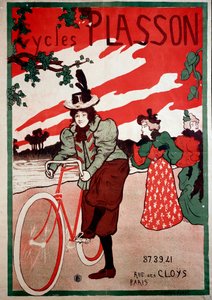 Belle Époque : affiche publicitaire pour cycles (vélos) Plasson. Affiche de Manuel Robbe (1872-1936) Collection privée - Manuel Robbe