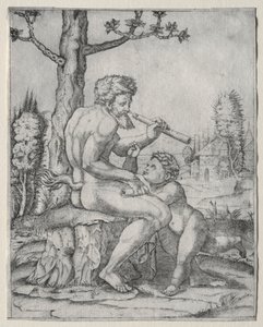 Faune et enfant, vers 1509 - Marcantonio Raimondi