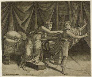 Joseph et la femme de Potipher - Marcantonio Raimondi