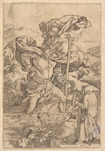 Saint Christophe traversant la rivière avec le Christ sous forme de putto sur son épaule, vers 1500-1534