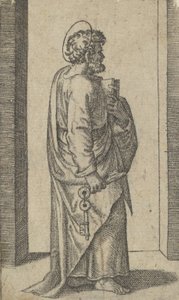 Saint Pierre, clés dans la main droite, livre dans la main gauche, tourné vers la droite, de la série 