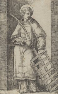 Saint Vincent, main gauche reposant sur un grill, de la série 