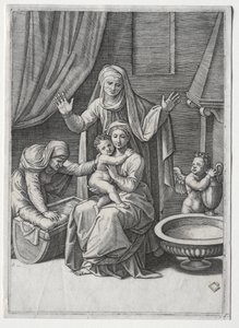 La Vierge et le Berceau avec Sainte Élisabeth et Sainte Anne - Marcantonio Raimondi