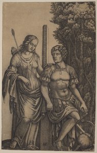 Vénus apparaissant à Énée - Marcantonio Raimondi
