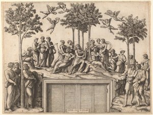 Apollon sur le Parnasse - Marcantonio Raimondi after Raphael