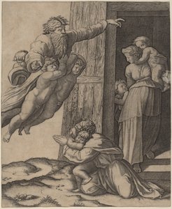 Dieu Apparaissant à Noé - Marcantonio Raimondi after Raphael