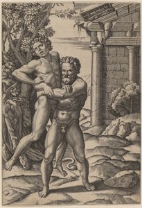 Hercule et Antée - Marcantonio Raimondi, after Raphael