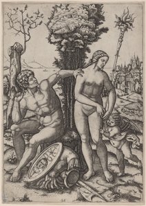 Mars, Vénus et Éros - Marcantonio Raimondi possibly after Andrea Mantegna
