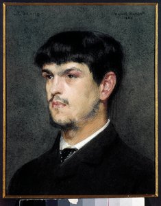 Portrait du compositeur français Claude Debussy (1862-1918) Peinture à la pierre noire et au pastel par Marcel André Baschet (1862-1941) 1884 Dim. 0,27 x 0,26 m