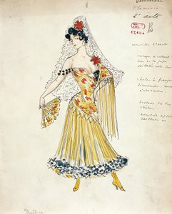 France, Paris, Esquisse de costume pour danseurs de flamenco pour Carmen de Georges Bizet - Marcel Multzer
