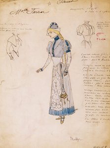Margherita, croquis de costume pour Faust par Charles Gounod, créé par Multzer - Marcel Multzer