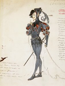 Mephistophélès, croquis de costume par Marcel Multzer (1866-1937) pour La Damnation de Faust, par Hector Berlioz (1803-1869)