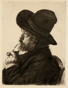 Fumer avec un grand chapeau (Autoportrait) - Marcellin Gilbert Desboutin
