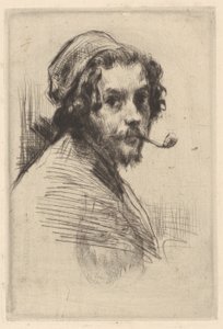 Autoportrait de Marcellin Gilbert Desboutin avec pipe - Marcellin Gilbert Desboutin