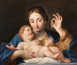 La Vierge montrant une petite croix à Jésus
