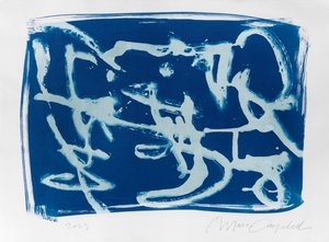 Écriture asémique, 2023 (cyanotype sur papier)