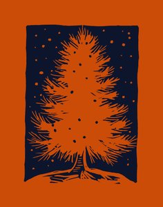 Arbre de Noël rouge, 2023 (linoléum sur papier) - Marco Campedelli