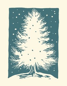 Arbre de Noël blanc, 2023 (linoléum sur papier) - Marco Campedelli