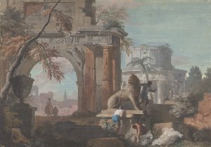 Caprice avec ruines romaines, vers 1700-1730 - Marco Ricci