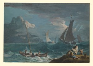 Bateaux de pêche dans la tempête