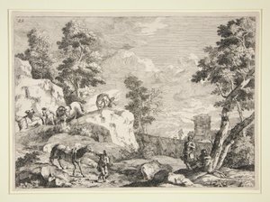 Paysage avec quatre cavaliers - Marco Ricci
