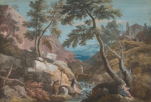 Paysage montagneux avec ermites, vers 1700-1730