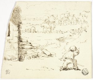 Paysage avec garçon au premier plan - Marcus Stone