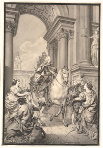 Travail préparatoire pour la peinture : Le Danemark et la Norvège rendent hommage à Chr. VI (brûlé avec Christiansborg en 1794)