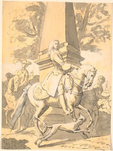 Un noble accompagné de serviteurs passe devant un monument - Marcus Tuscher