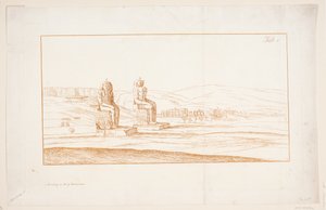 Illustration pour "Dessins de quelques ruines et statues colossales à Thèbes en Égypte avec un compte rendu de la renommée dans une lettre à la Royal Society", Londres 1741 - Marcus Tuscher