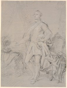 Esquisse de portrait en pied. Préparation pour le tableau de famille de Chr. VI (Rosenborg)? Frederik V en tant que prince héritier - Marcus Tuscher