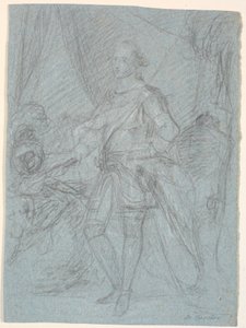 Esquisse pour un portrait en pied. Préparation pour le portrait de famille de Chr. VI (Rosenborg)? Frederik V comme prince héritier - Marcus Tuscher