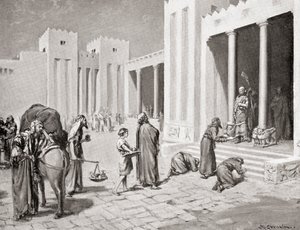 Un prince syro-hittite interrogeant un groupe de ses sujets sémites dans le Bit-hilani, tiré de Hutchinson