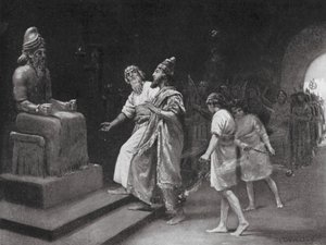 Tukulti-Ninib I dans le temple de Marduk (litho) - Margaret (after) Dovaston