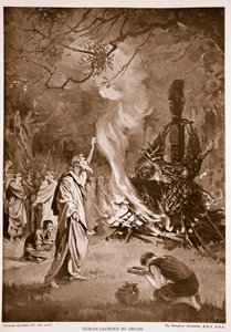 Sacrifice humain par les druides, illustration tirée de "Hutchison