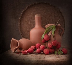Nature morte rustique au litchi - Margareth Perfoncio