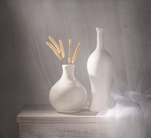 Vases blancs, lumière douce