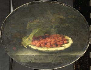 Nature morte avec fraises dans un bol blanc