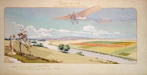Comte Charles de Lambert dans un monoplan Blériot vole le circuit ouest, publié par Mabileau, Paris - Marguerite (fl.1909 14) Montaut