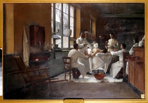 Professeur Edmond Delorme (1847-1929) décrivant la décortication pulmonaire aux médecins stagiaires du Val de Grâce