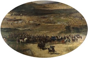 La reine Maria Christina passant en revue les troupes, 1866-1867