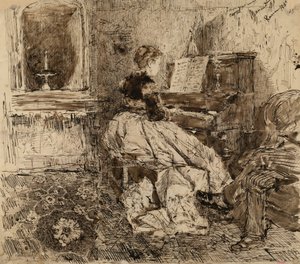 Cecilia de Madrazo jouant du piano - Marià Fortuny Marsal